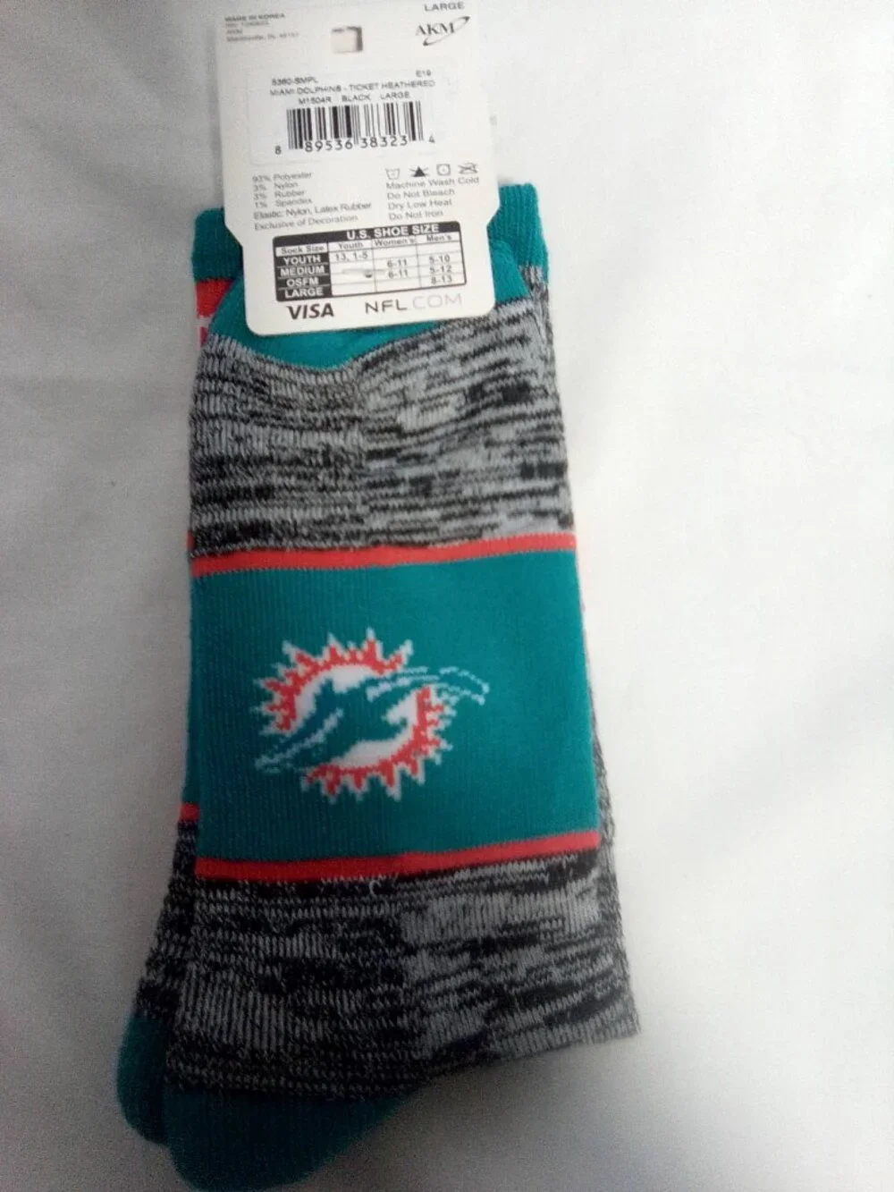 NFL Miami Dolphins socks Large NWT